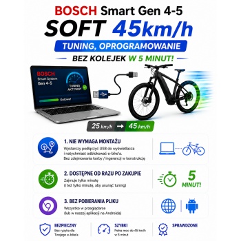 SOFT USA 45km/h Tuning, oprogramowanie - BOSCH Smart Gen 4-5  bez kolejek w 5 minut!